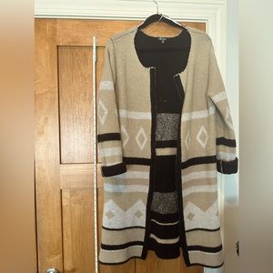 Long open knit cardigan